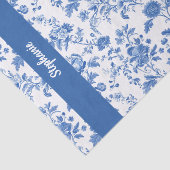 Blue White Vintage Floral Personalized Name Tissuepapier (Detail)