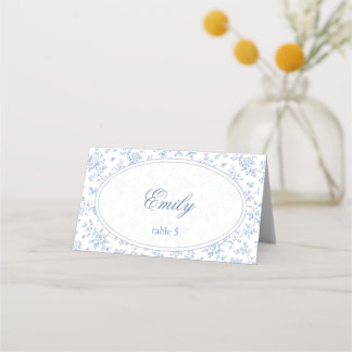 Blue & White Vintage Floral Wedding place card Plaatskaartje
