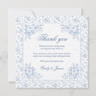Blue & White Vintage Floral Wedding Thank you card Bedankkaart
