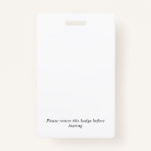 Blue White Voeg uw Logo barcode bezoeker toe Badge (Achterkant)