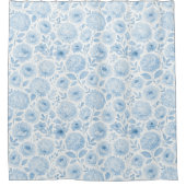 Blue White Watercolor Floral Pattern Douchegordijn (Voorkant)