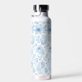 Blue White Watercolor Floral Pattern Waterfles (Rechts)