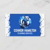 Blue White Watercolor Plumber Illustration Visitekaartje (Achterkant)