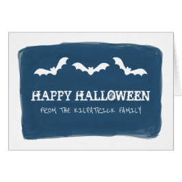 Blue White Waterverf Bats Halloween Kaart