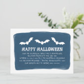 Blue White Waterverf Bats Halloween Party Kaart (Staand voorkant)