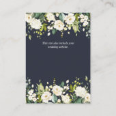 Blue&White Waterverf Bloemendruppel Bruiloft Detai Informatiekaartje (Achterkant)