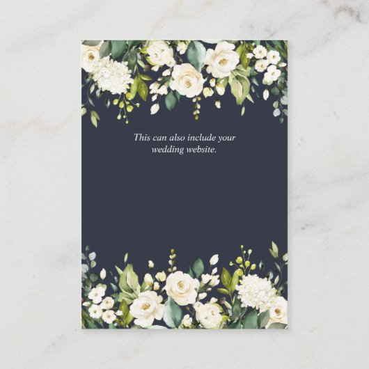 Blue&White Waterverf Bloemendruppel Bruiloft Detai Informatiekaartje (Achterkant)