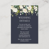 Blue&White Waterverf Bloemendruppel Bruiloft Detai Informatiekaartje (Voorkant)