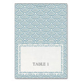 Blue + White Wedve Wave Pattern Place Name Card Kaart (Voorkant)