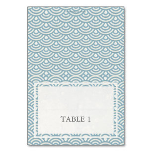 Blue + White Wedve Wave Pattern Place Name Card Kaart