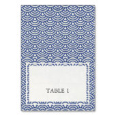 Blue + White Wedve Wave Pattern Place Name Card Kaart (Voorkant)