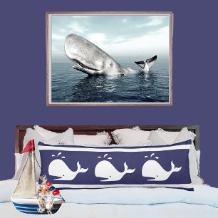 BLUE White WHALE Body Pillow Kustzeemacht Lichaamskussen