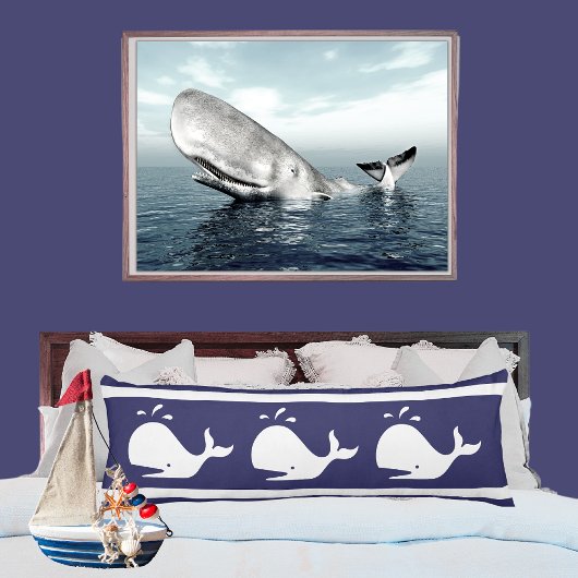 BLUE White WHALE Body Pillow Kustzeemacht Lichaamskussen
