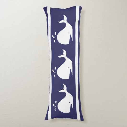 BLUE White WHALE Body Pillow Kustzeemacht Lichaamskussen (Voorkant Verticaal)