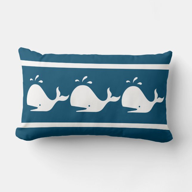 BLUE White WHALE (Kustvaars) Kussen (Voorkant)