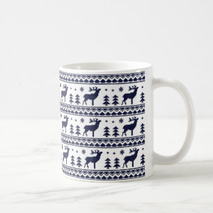 Blue White White Fair Isle-kerstkeukenpatroon Koffiemok