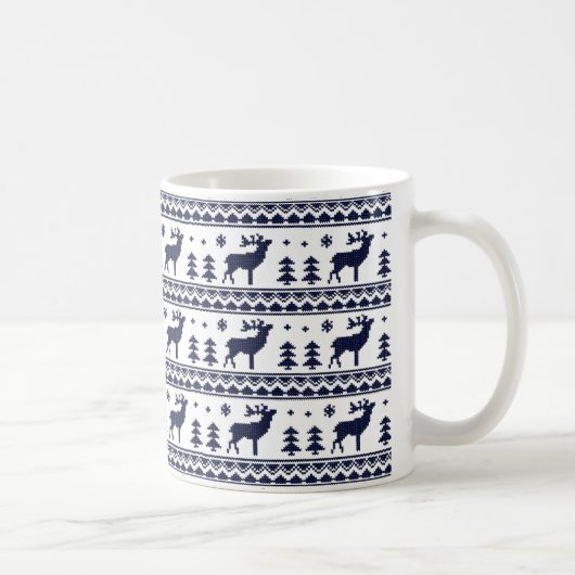 Blue White White Fair Isle-kerstkeukenpatroon Koffiemok (Rechts)