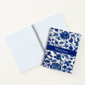 Blue White Wildflower French Country Custom Spiral Notitieboek (Binnen)