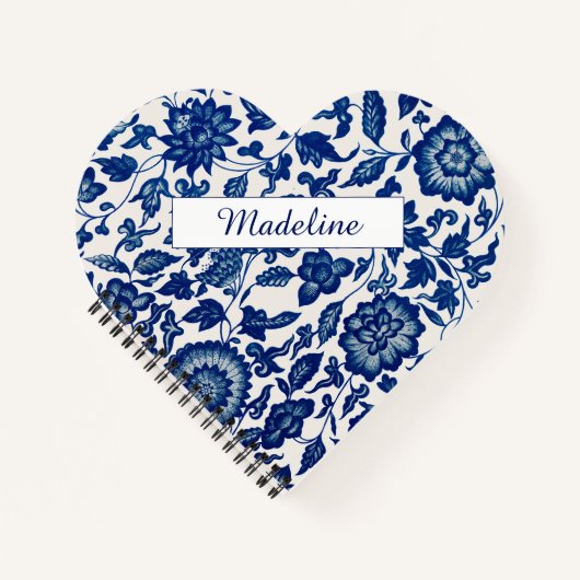 Blue White Wildflower French Country Custom Spiral Notitieboek (Voorkant)