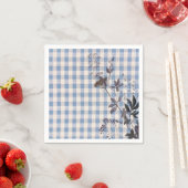 Blue White Wildflower Gingham Plaid Boerderij Servet (Insitu)
