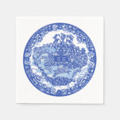 Blue White Willow Rabbit Classic Whimsical Napkins Servet (Voorkant)