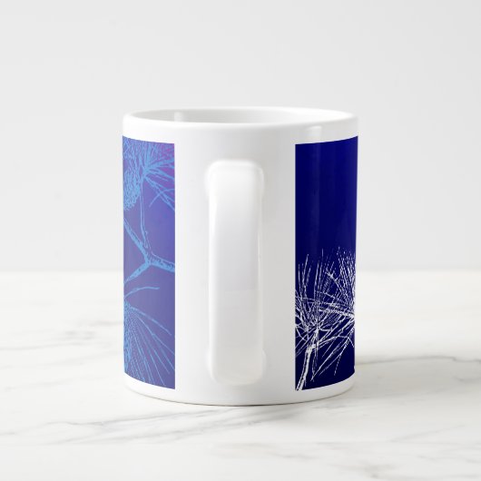Blue White Winter Holiday Pine Grote Koffiekop (Achterkant)