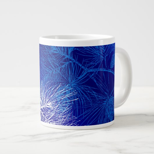 Blue White Winter Holiday Pine Grote Koffiekop (Voorkant rechts)