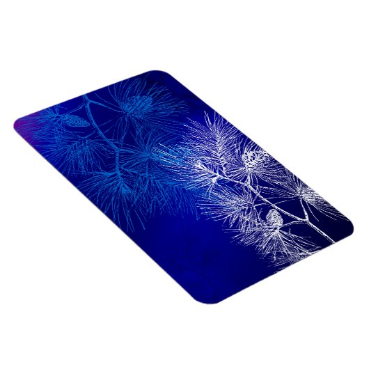 Blue White Winter Holiday Pine Magneet (Rechterzijde)