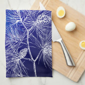 Blue White Winter Holiday Pine Theedoek (Quarter Fold)