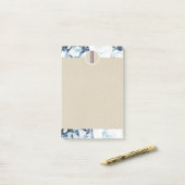 Blue White Winter Rozen Kraft Rustic Monogram Post-it® Notes (Op bureau)