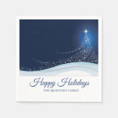 Blue white winter snow Christmas tree editable  Servet (Voorkant)