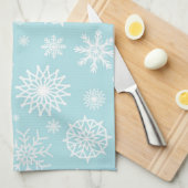 Blue White Winter Snowflake Feestdagen voor kerstm Theedoek (Quarter Fold)