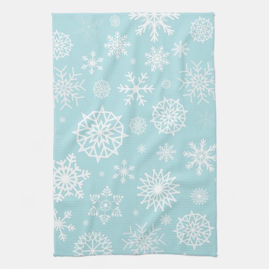 Blue White Winter Snowflake Feestdagen voor kerstm Theedoek (Verticaal)