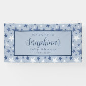 Blue White Winter Stars Pattern Baby shower Spandoek (Horizontaal)