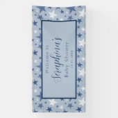 Blue White Winter Stars Pattern Baby shower Spandoek (Verticaal)