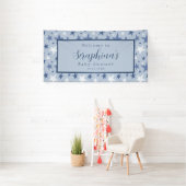 Blue White Winter Stars Pattern Baby shower Spandoek (Insitu)