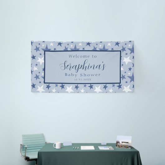 Blue White Winter Stars Pattern Baby shower Spandoek (Beurs)