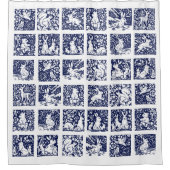 Blue White Woodland Forest Animal Tile Rabbit Beer Douchegordijn (Voorkant)