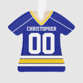 Blue/White/Yellow Custom Hockey Jersey Ornament (voorkant)