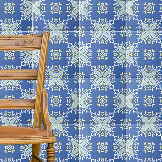 Blue White Yellow Mediterranean  Elegant Tegeltje