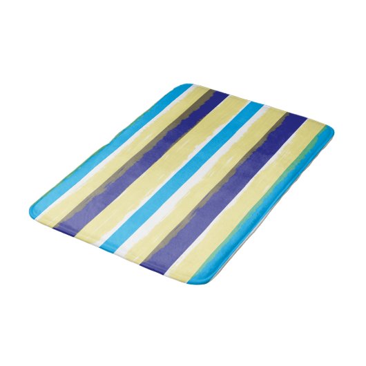 Blue White Yellow Summer Stripes Badmat (Gekanteld)