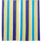 Blue White Yellow Summer Vertical Stripes Douchegordijn (Voorkant)