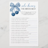 Blue Who knows the Bride Best Bridal Shower Game (Voorkant)