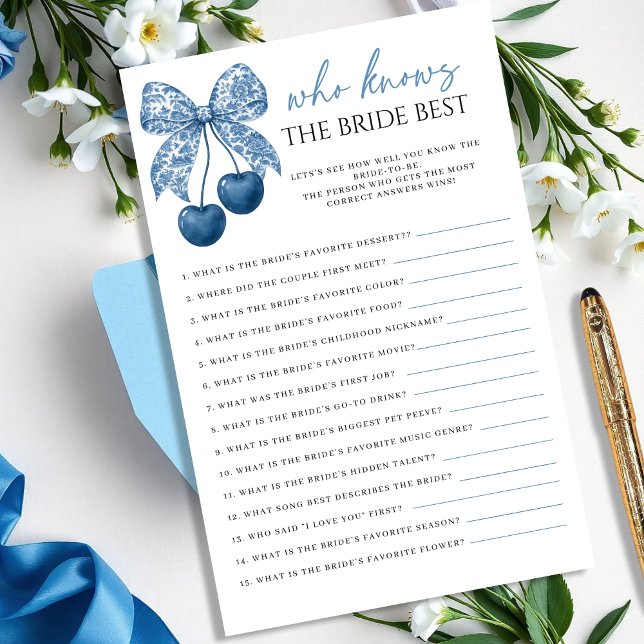 Blue Who knows the Bride Best Bridal Shower Game (Creator heeft geüpload)