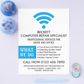 Blue Wi-Fi Logo, Computer Repair Specialist Advert Flyer (Enkel)