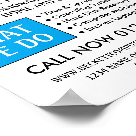 Blue Wi-Fi Logo, Computer Repair Specialist Advert Poster (Hoek)