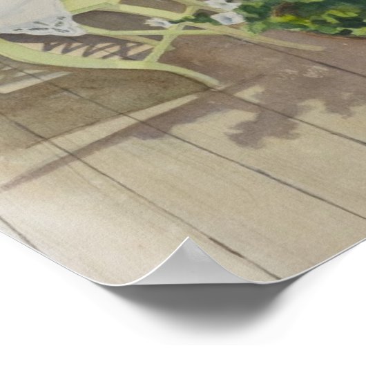 Blue Wicker Waterverf-medium Poster (Hoek)