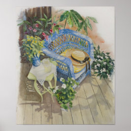 Blue Wicker Waterverf-medium Poster