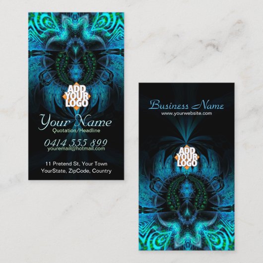 Blue Widow Fractal Visitekaartje (Voorkant / Achterkant)