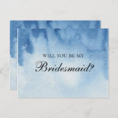 Blue Wil je mijn bruidsmeisje zijn? Moderne waterv Briefkaart (Voorkant / Achterkant)